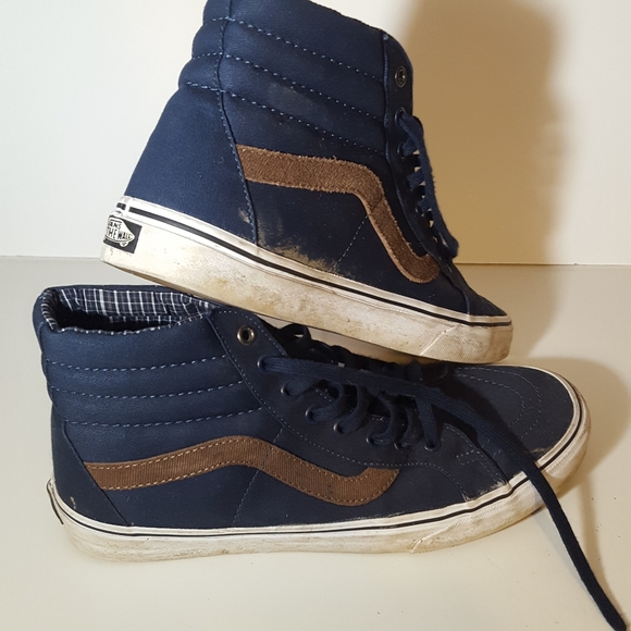Vans Other - Vans Blue Brown Plaid SK8-Hi Cord Size 11